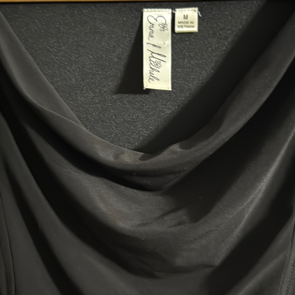 Emma & Michele Black Draped Romper - Picture 2 of 8